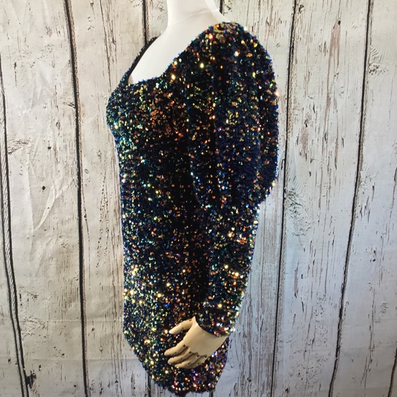 Zara Puff Sleeve Sequins Mini Dress SMALL EUC - Picture 7 of 14